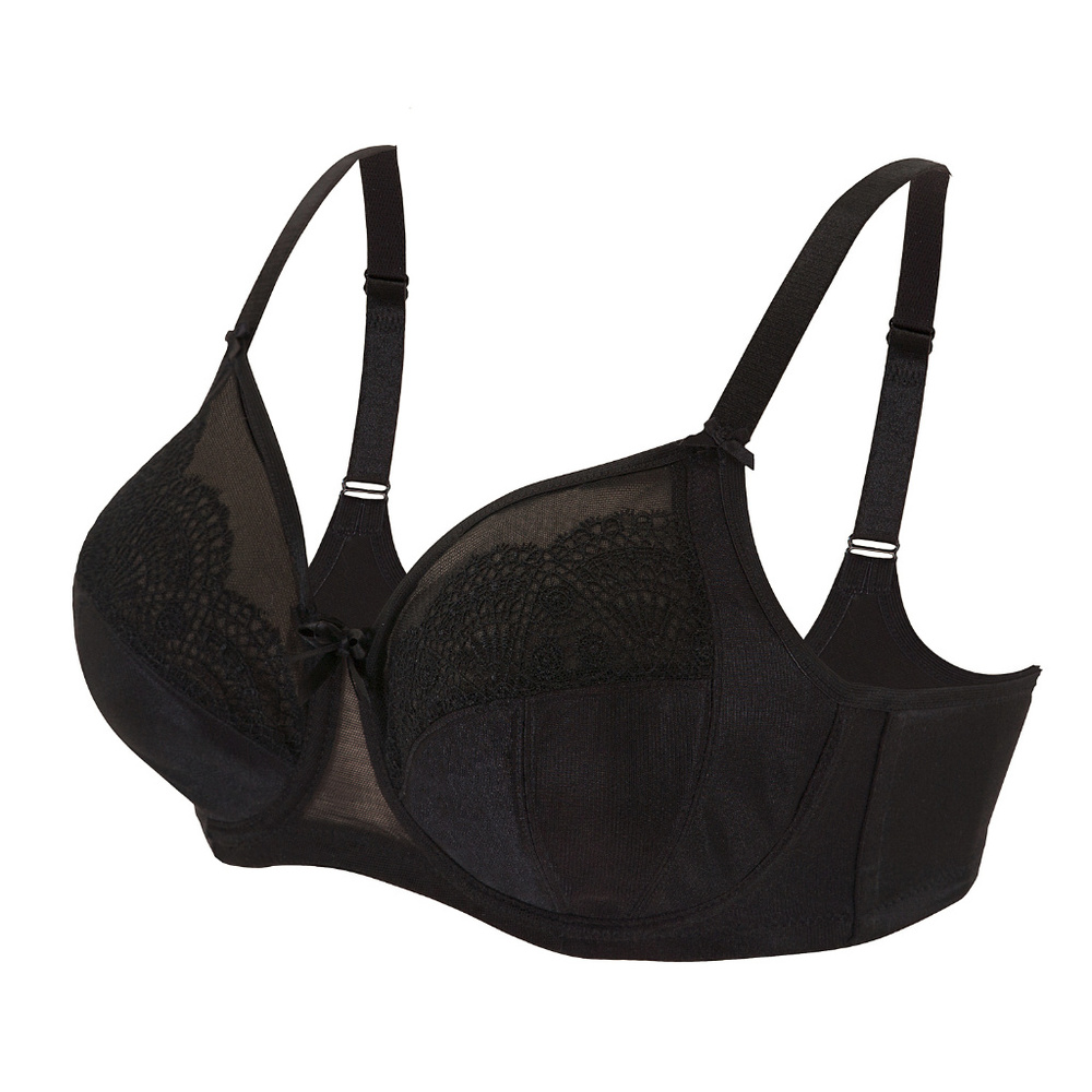 Glamorise 40D WONDERWIRE Bra Satin & Lace UNDERWIRE (FLEXI SIDE BONES) Black NEW - Picture 8 of 16